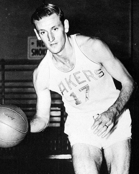 Minneapolis Lakers Jim, Pollard dribbles the ball January 18`, 1950. (AP PHoto)